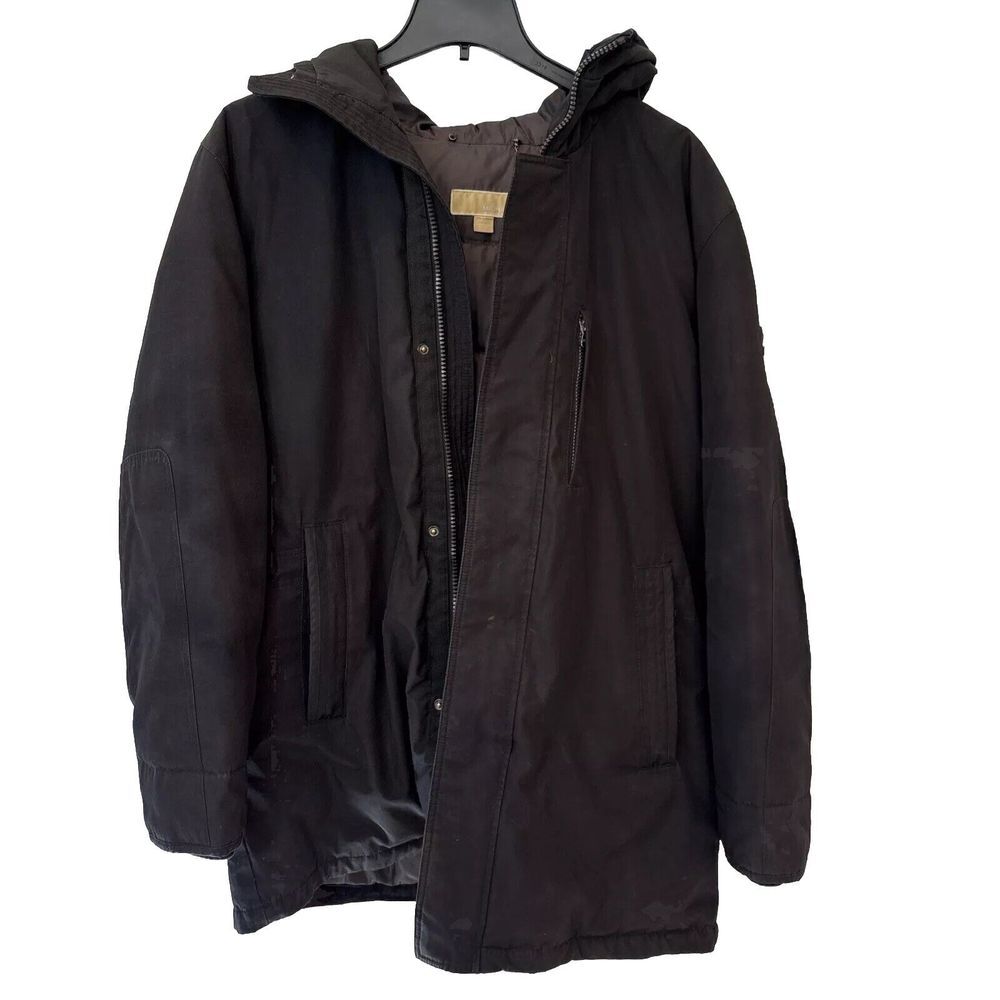EUC Michael Kors Men's Black Hooded‎ Parka Jacket Winter Coat Size XL